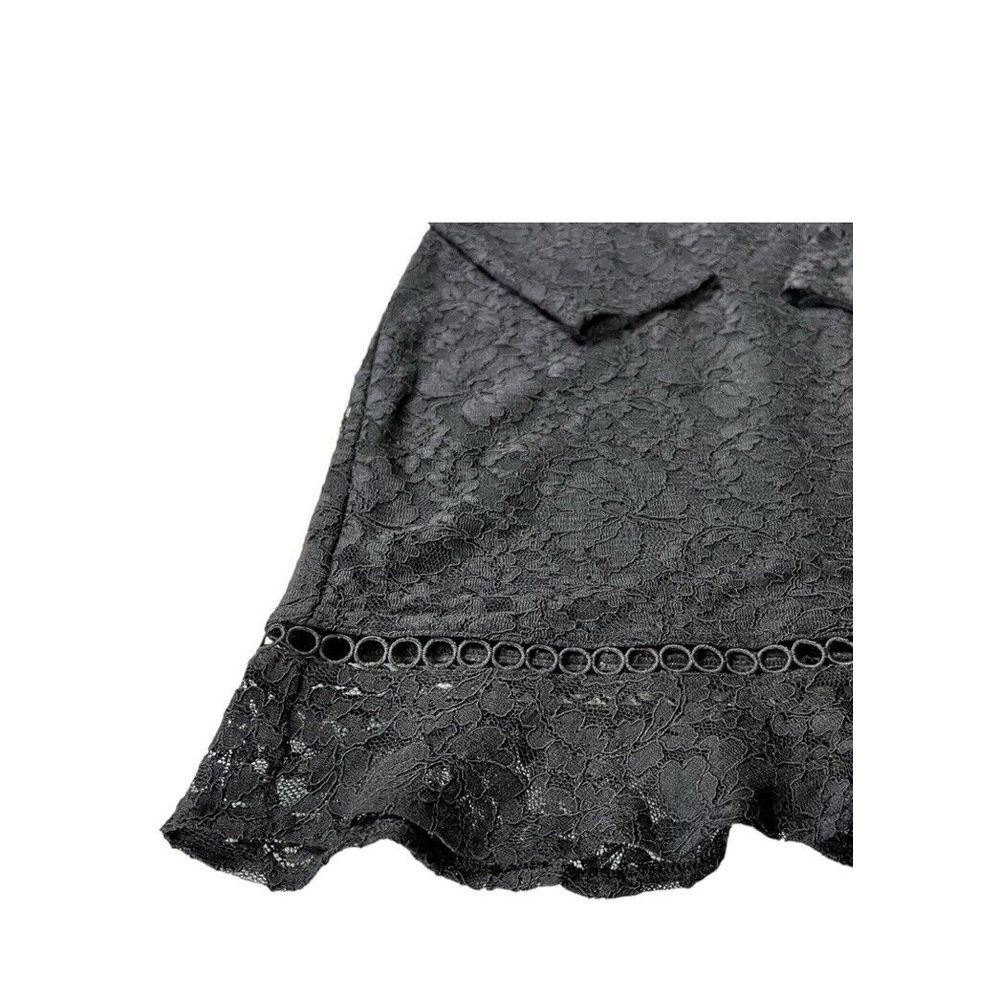 Express Scalloped Black Lace V Neck Mini Sheath Dress Large Party Cut Outs Vtg - Picture 5 of 16